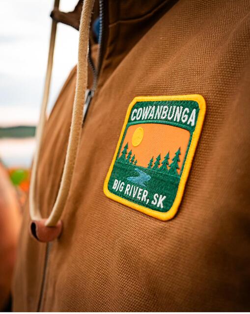 A Cowanbunga crest stitched to a canvas vest