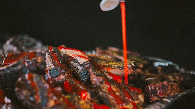 Sauce drizzled over smoked meat