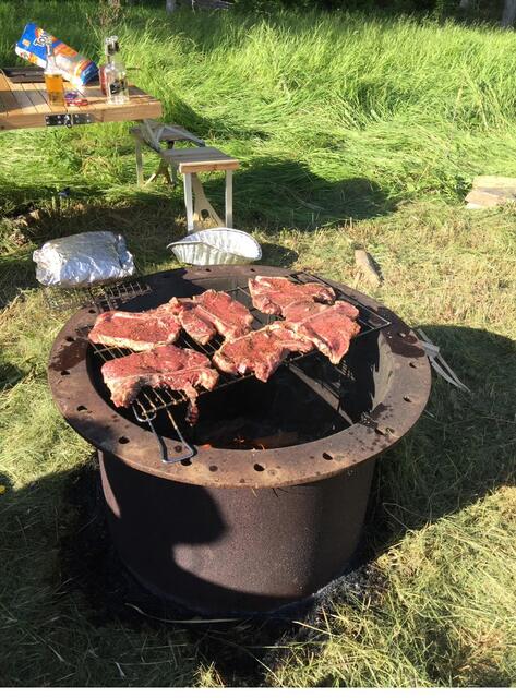 Steaks over the open fire